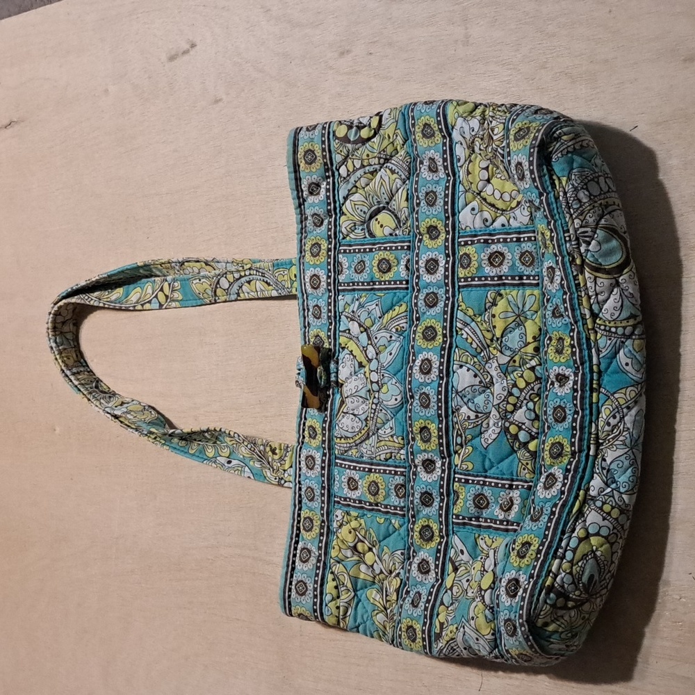 P5 Vera Bradley Peacock Tic Tac Tote Retired Double Handle Toggle Shoulder Bag